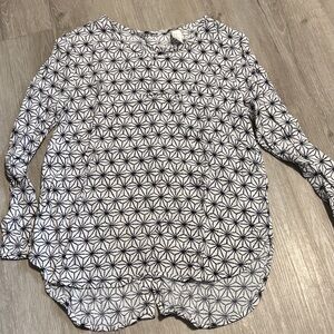 H&M Black and White Geometric Blouse